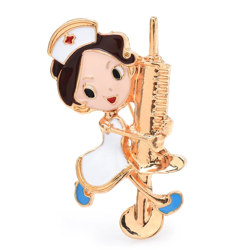 Женская брошь в форме медсестры Wuli &amp baby эмалированная фигурки врача или
