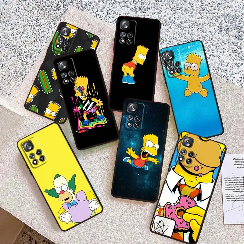 

Boy Family The Simpsons Phone Case For Xiaomi Redmi Note 12 11E 11S 11 11T 10 10S 9 9T 9S Pro Plus 5G Cover Black Funda