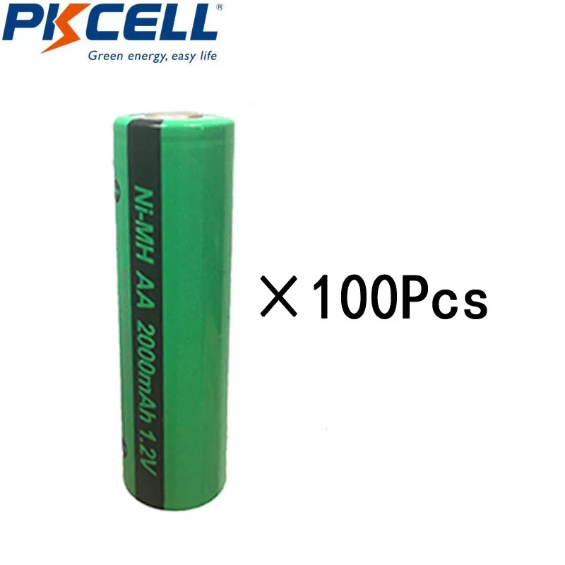 

100Pcs Pkcell NI-MH AA Battery Rechargeable Industries Battery 1.2V 2000mAh Industrial Package Flat