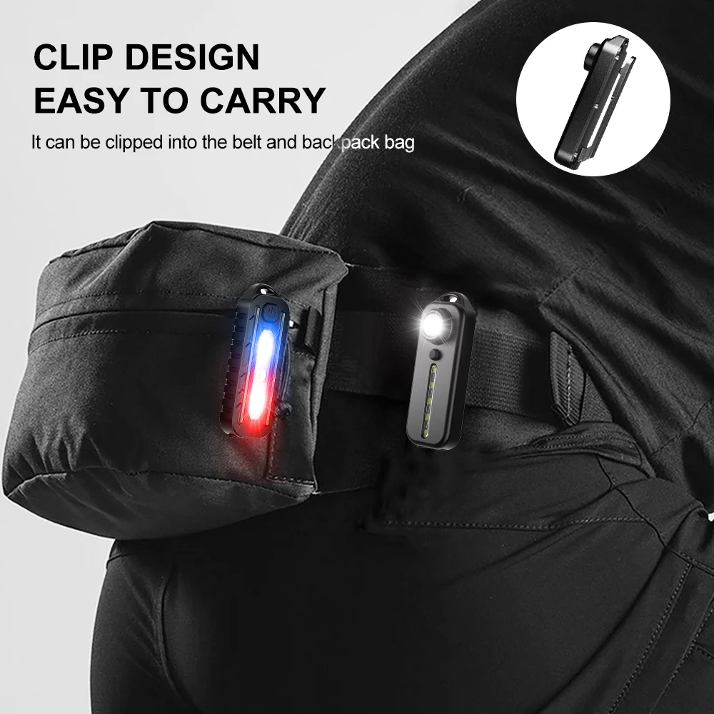 

1PCS Mini Tactical Flashlight Police Shoulder Light USB Bicycle Taillight Helmet Lamp Keychain Light With iron Box Accessories