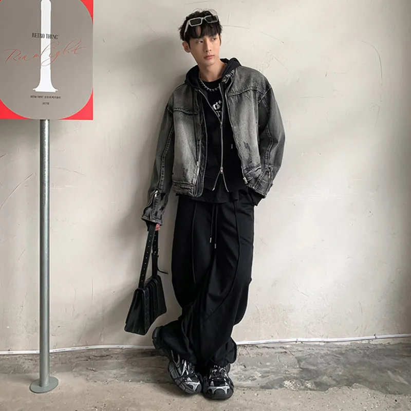 Джинсовая куртка унисекс укороченный ковбойский пиджак из мытой джинсовой ткани