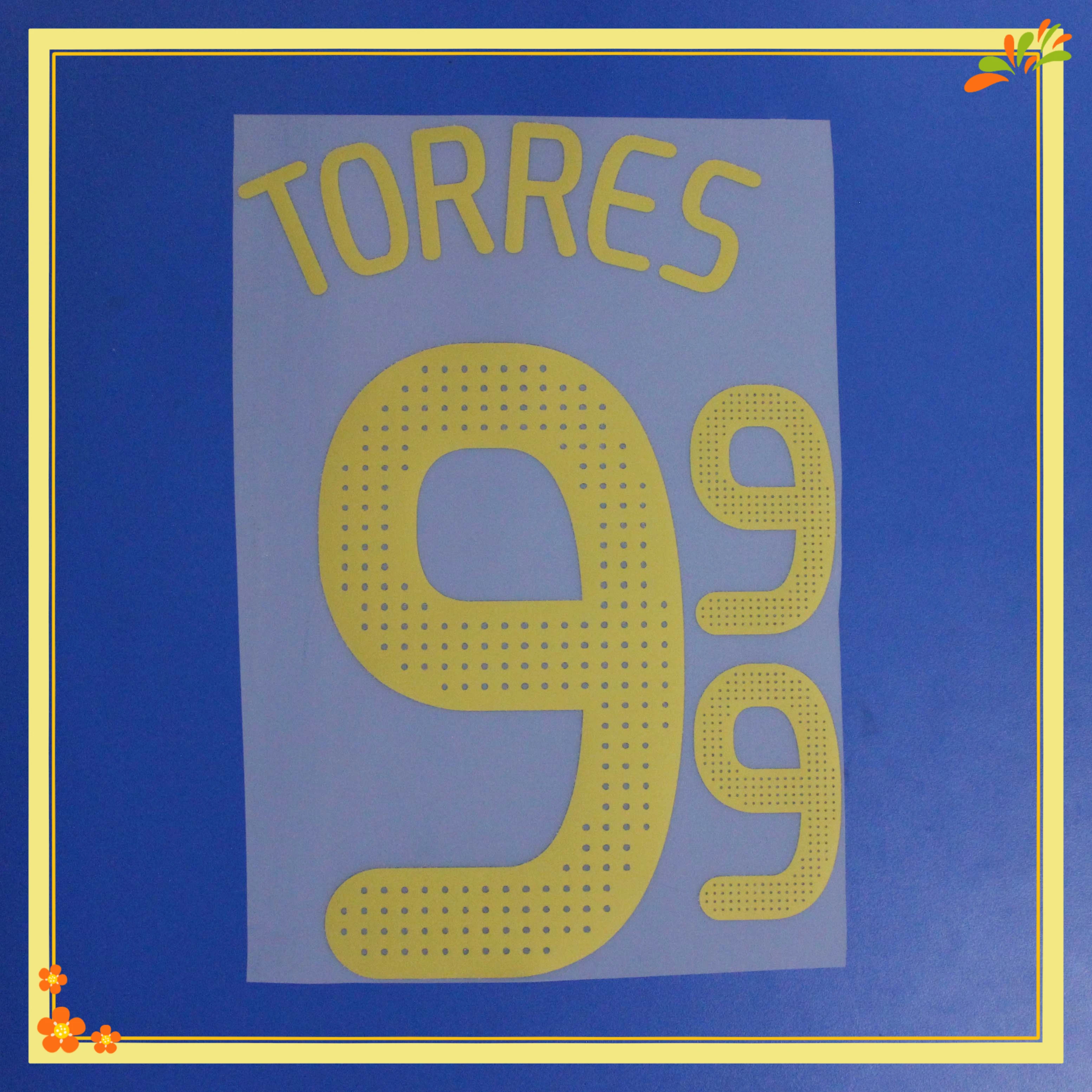 

Super A Retro 2008 home TORRES 9 DAVIDVILLA 7 soccer number font print, Hot stamping patches badges