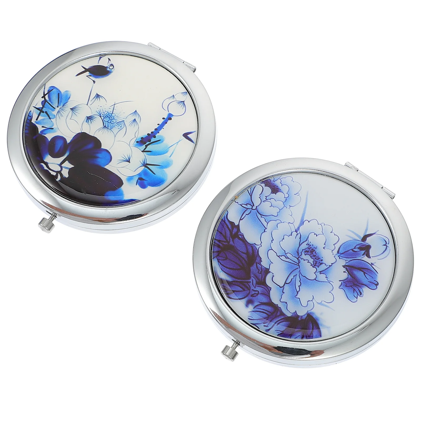 

2pcs Folding Handheld Magnifying Mirror Compact Mirror Mirror Makeup Mirror