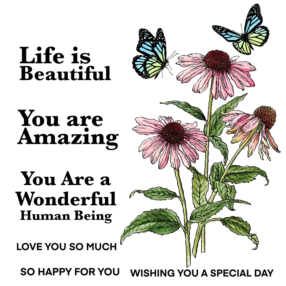 

Mangocraft Blooming Daisy Flowers & Butterfly Cutting Dies Clear Stamps DIY Scrapbooking Metal Dies Silicone Stamps For Cards