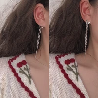 designer style silver color asymmetry heart bead chain drop earring tassel transfer bead earring fashion jewelry for girl women