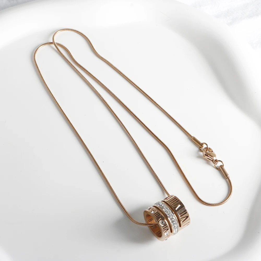 ZMfashion римские цифры инкрустированный цирконом кулон ожерелье для женщин