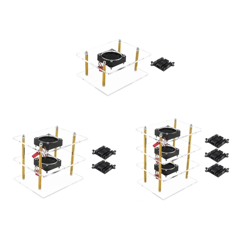

Acrylic Case forOrangePi 5PLUS with Quiet Cooling Fan Heat Sinks Power Adapter Transparent Clear Cover Box 896C