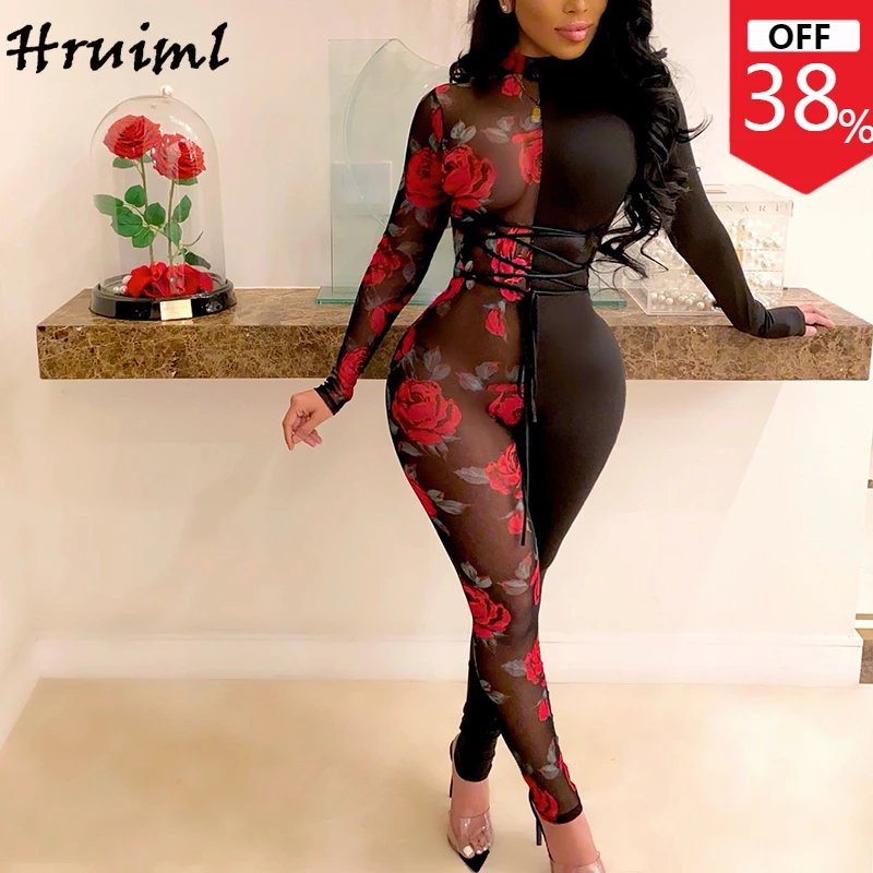 

Сетчатый комбинезон в стиле пэчворк с цветочным принтом модные новые сексуальные комбинезоны женские прозрачные комбинезоны для ночного к...