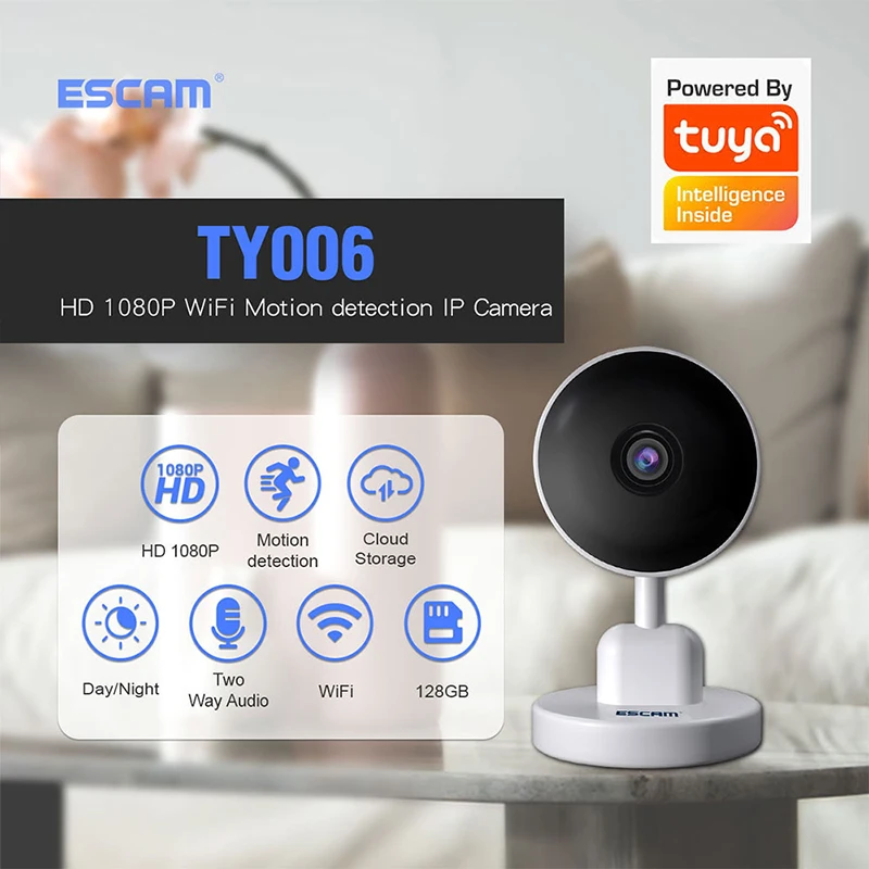 

IP-камера ESCAM Tuya с Wi-Fi, 2 Мп, HD 1080P, ночное видение