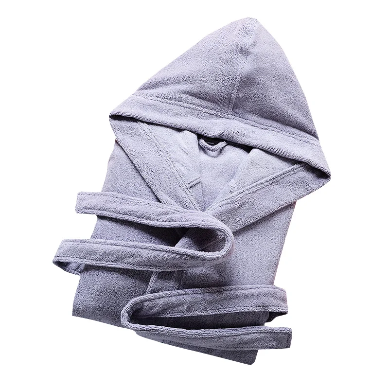 Thick High Color Quality Solid Cotton Bathrobes Men Women Extend Long Hooded Terry Towel Winter Robes Warm Dressing Gown