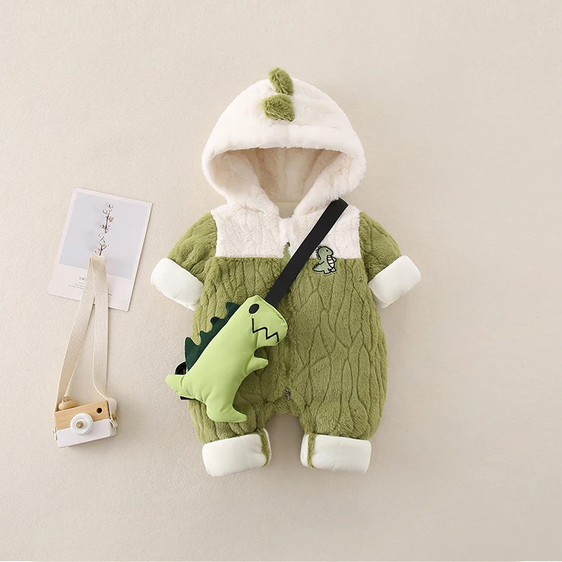 Детская одежда Зимняя Комбинезон для маленьких мальчиков на флисовой подкладке