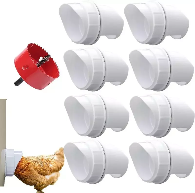 

5pcs Chicken Feeder Automatic Port Rain Proof Poultry Feeder Gravity Feed Kit Suitable For Buckets Barrels Bins Troughs Dropship