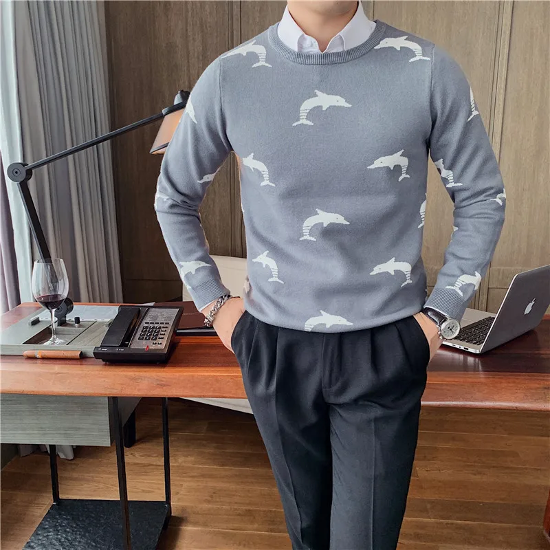 

Autumn and Winter New Boutique Fashion Men's Pullover Korean Round Neck Casual Comfortable Long Sleeve Male Knitted Sweater
