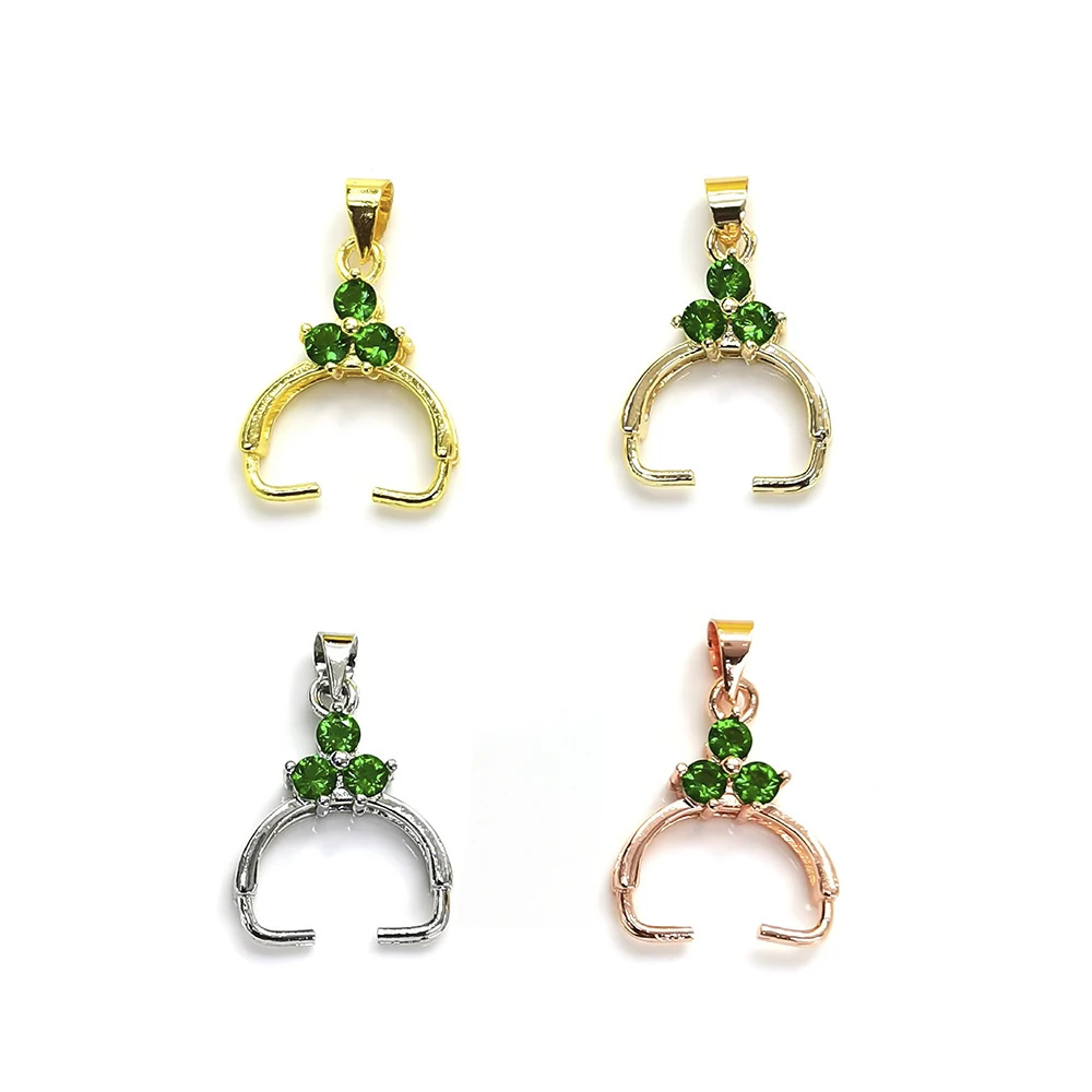 

5Pcs Brass Green Quartz Pendant Pinch Bails,Ice Pick Pinch Bail Bead Connector Clip Buckle Clasp For Diy Jewelry Making Supplies