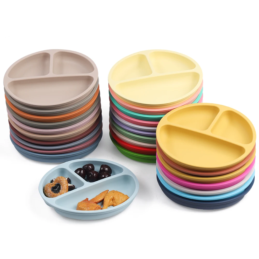

3/PCS Baby Soft Silicone Sucker Bowl Plate Cup Spoon Fork Sets Non-slip Tableware Children's Feeding Dishes BPA Free
