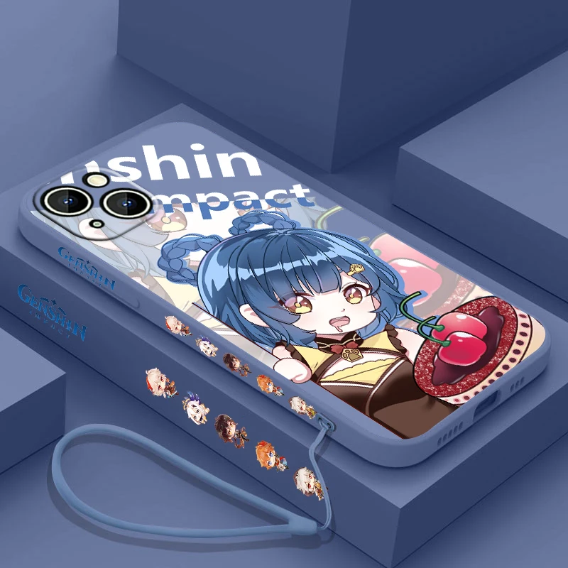 

Genshin Impact Venti Paimon Phone Case For Apple iPhone 14 13 12 11 Pro Max Plus XS XR X 8 7 SE Liquid Left Rope Cover