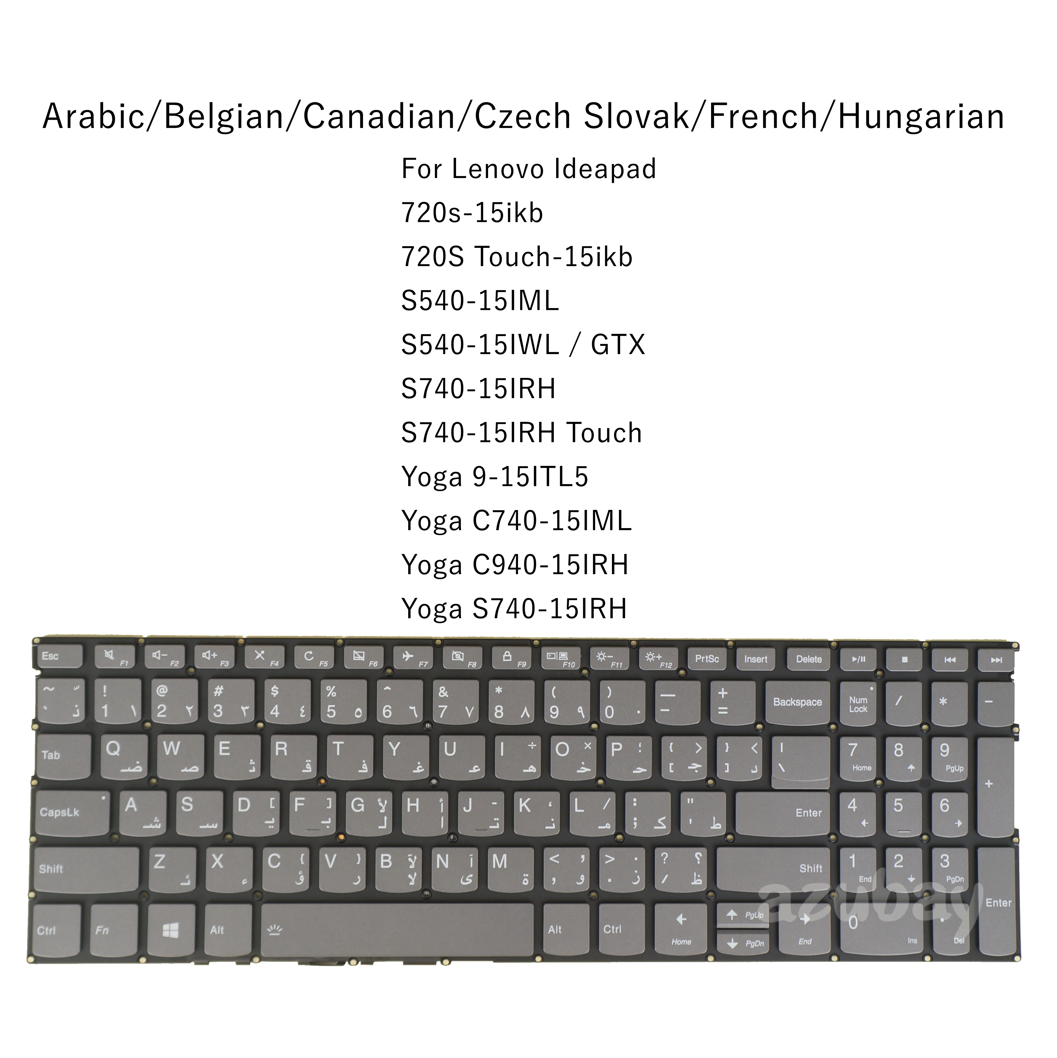 

Arabic Canadian French Belgian Keyboard For Lenovo Ideapad S540-15IML, Yoga 9-15ITL5 C740-15IML C940-15IRH S740-15IRH, Backlit