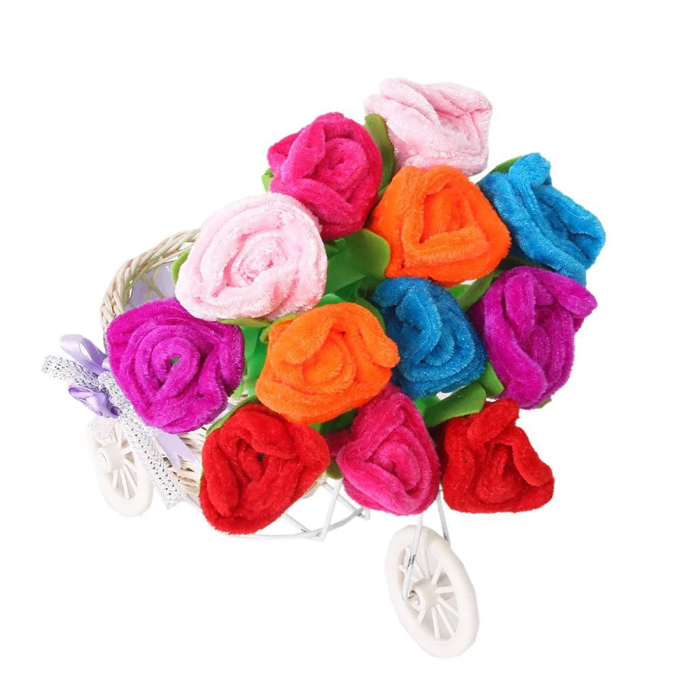 

12pcs Blue Pen Ballpoint Rose Flower Decor (Random Color)