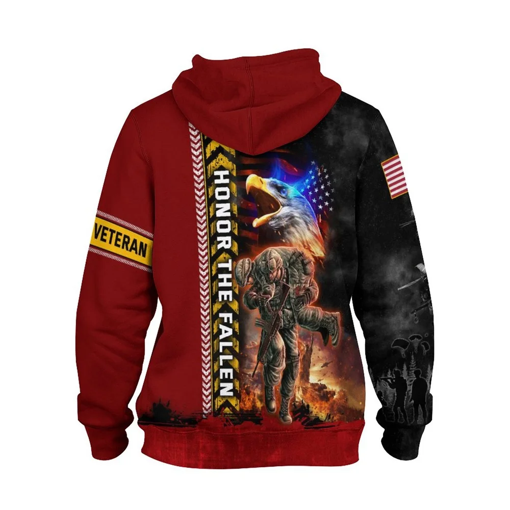 Jumeast мужские толстовки с 3D-принтом на День ветеранов свободные красные большого