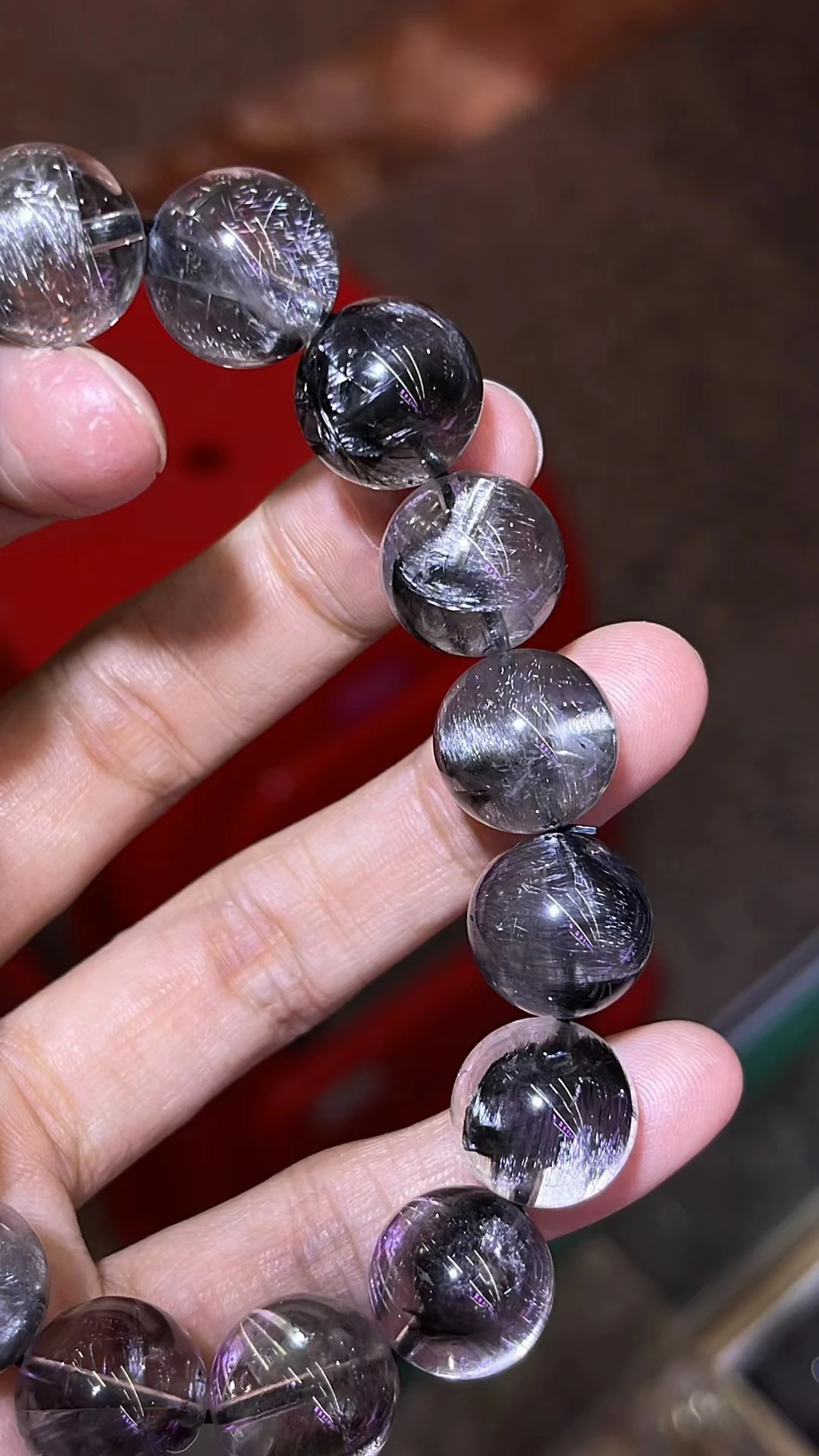 Натуральный черный Платиновый рутилированный кварцевый браслет из брукита 13 8 мм