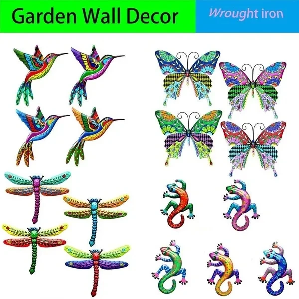 

New 1pc Metal Gecko/ Hummingbird/Butterfly/Dragonfly Art Home Indoor Outdoor Garden Wall Decor Hanging Decoration garden decor
