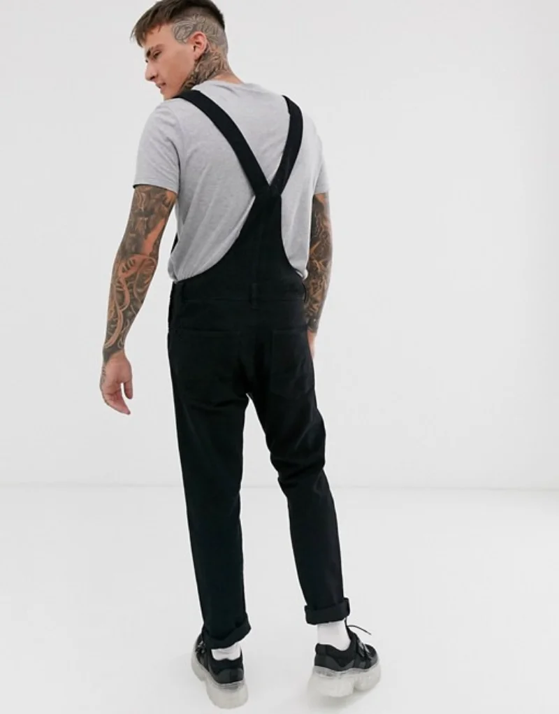 Solid Color Mens Clothing Denim Suspenders for Men New Fashion Casual Jumpsuit for Men