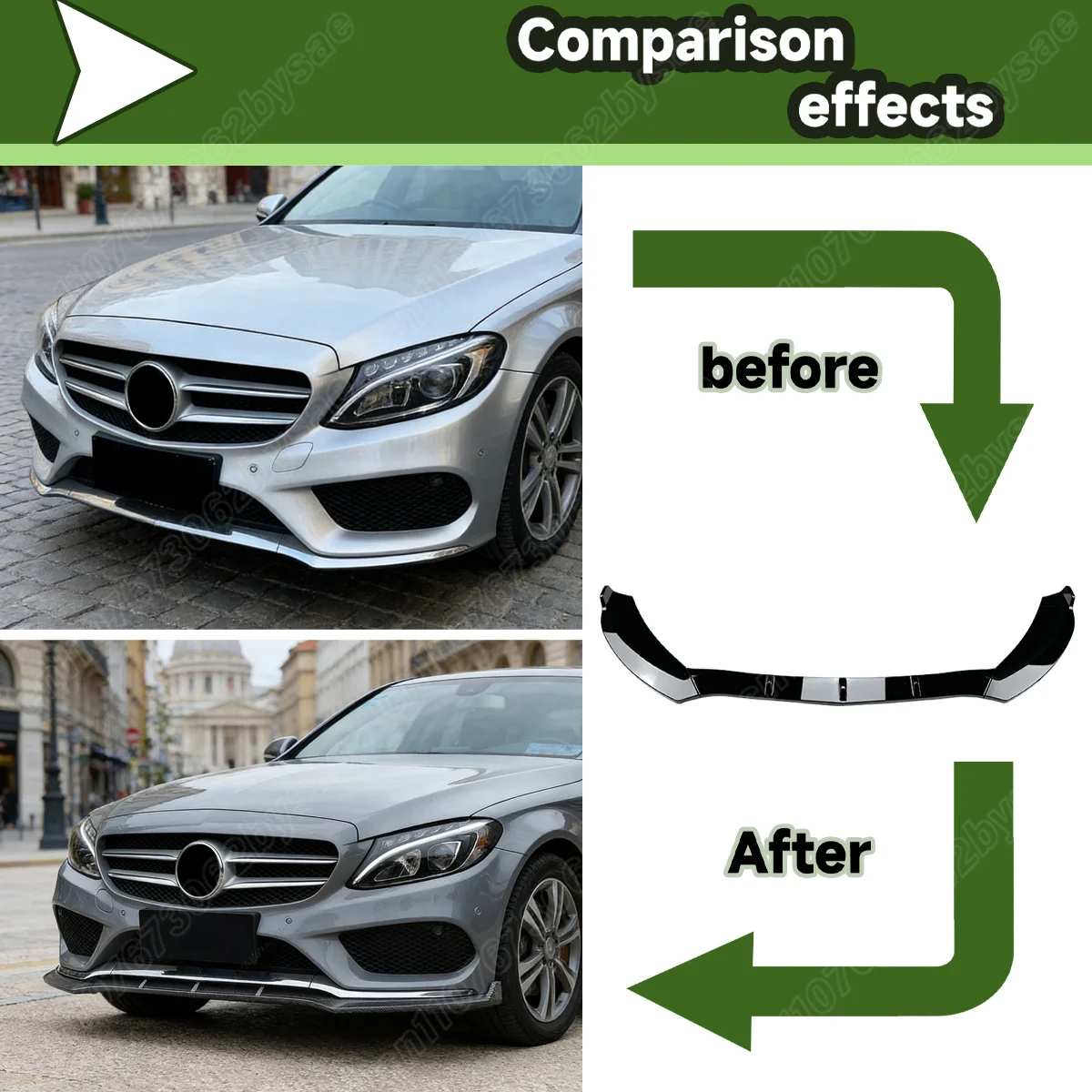 Фото Для Mercedes-Benz C-класса W205 C205 S205 C160 C200 2015-2018: Накладка на передний бампер, нижний сплиттер, декоративные элементы для авто №2