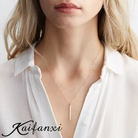 kaifanxi simple stainless steel womens choker pendant layered necklace jewelry for women