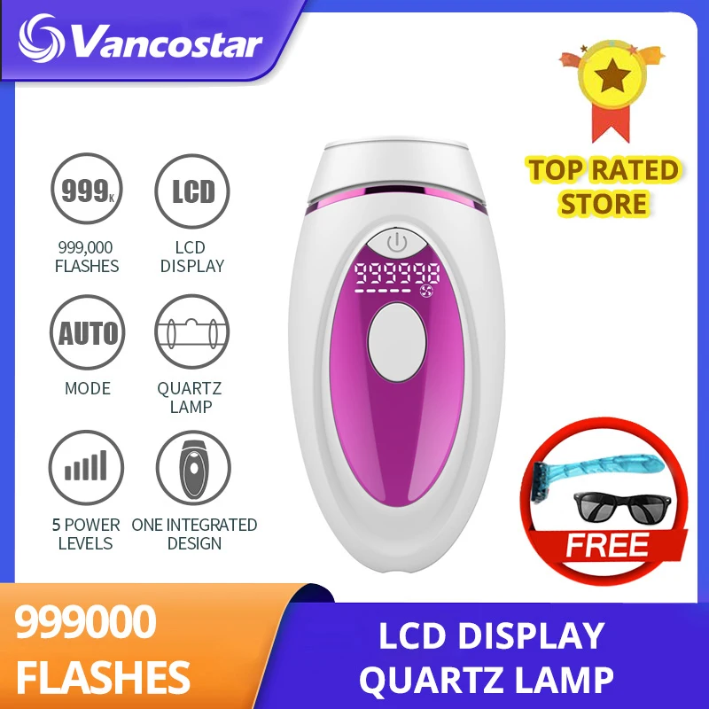 

Vancostar 999900 Flash IPL Epilator LCD Laser Hair Removal Painless Permanent Photoepilation for Men Women Trimmer Drop Shipping