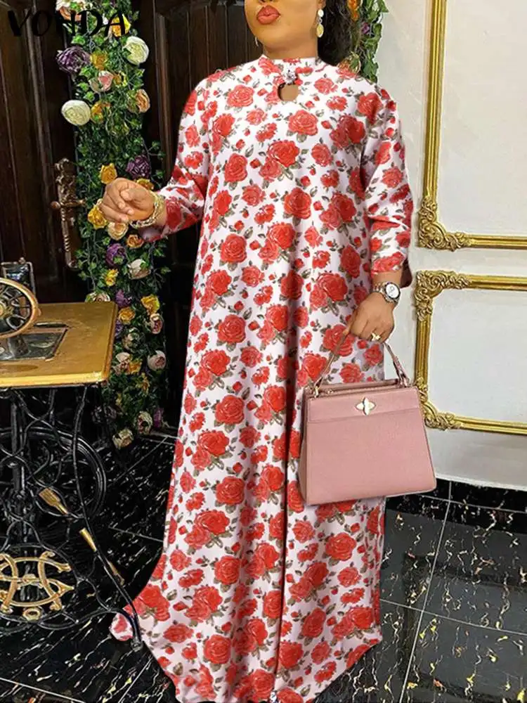 

Женское платье с рукавом 3/4 и цветочным принтом, летнее праздничное платье 2022 VONDA, модный вечерние ссированный вечерний Макси Сарафан, повсе...