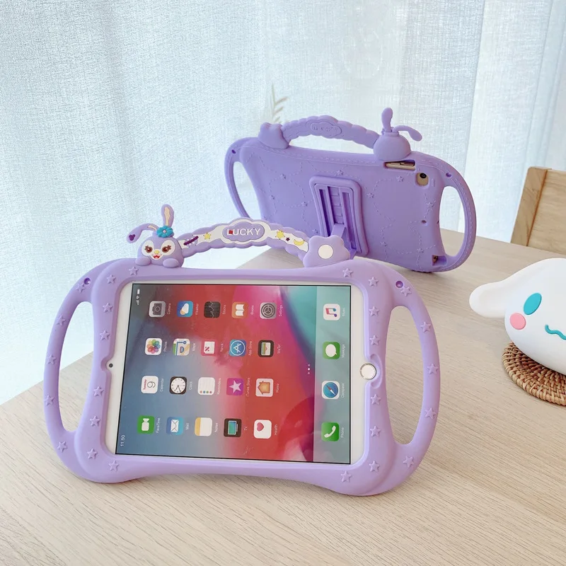 

Подходит для iPad 9 защитный чехол новый мультяшный StellaLou mini6 Радужный плоский силиконовый чехол с ручкой ipad air Чехол стежок