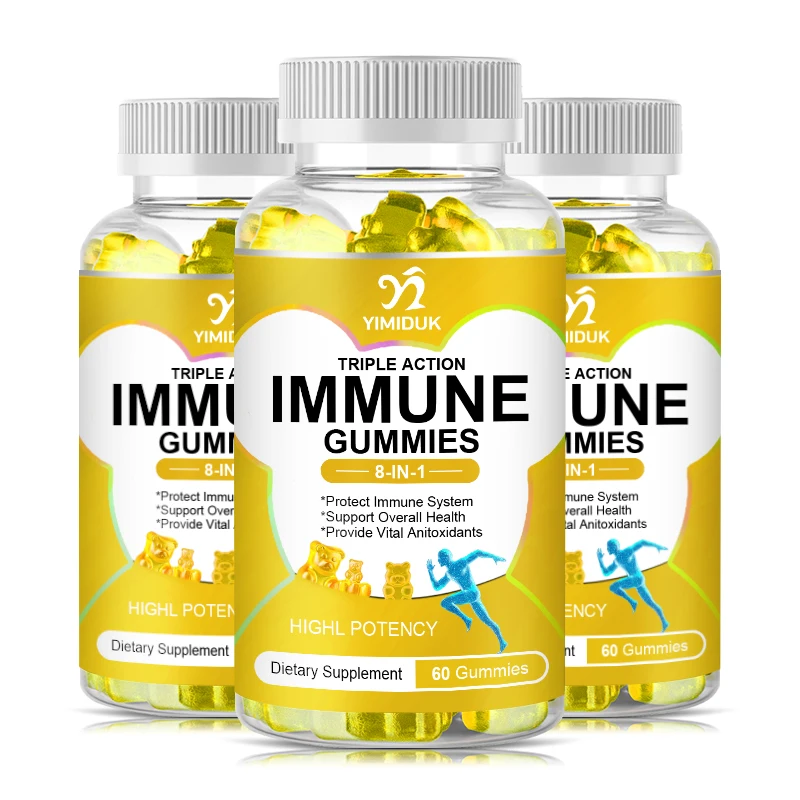 

8-in-1 Immune Support Gummies Powerful Blend of Immune Support Supplements Elderberry, Turmeric Curcumin, Zinc and Vitamin