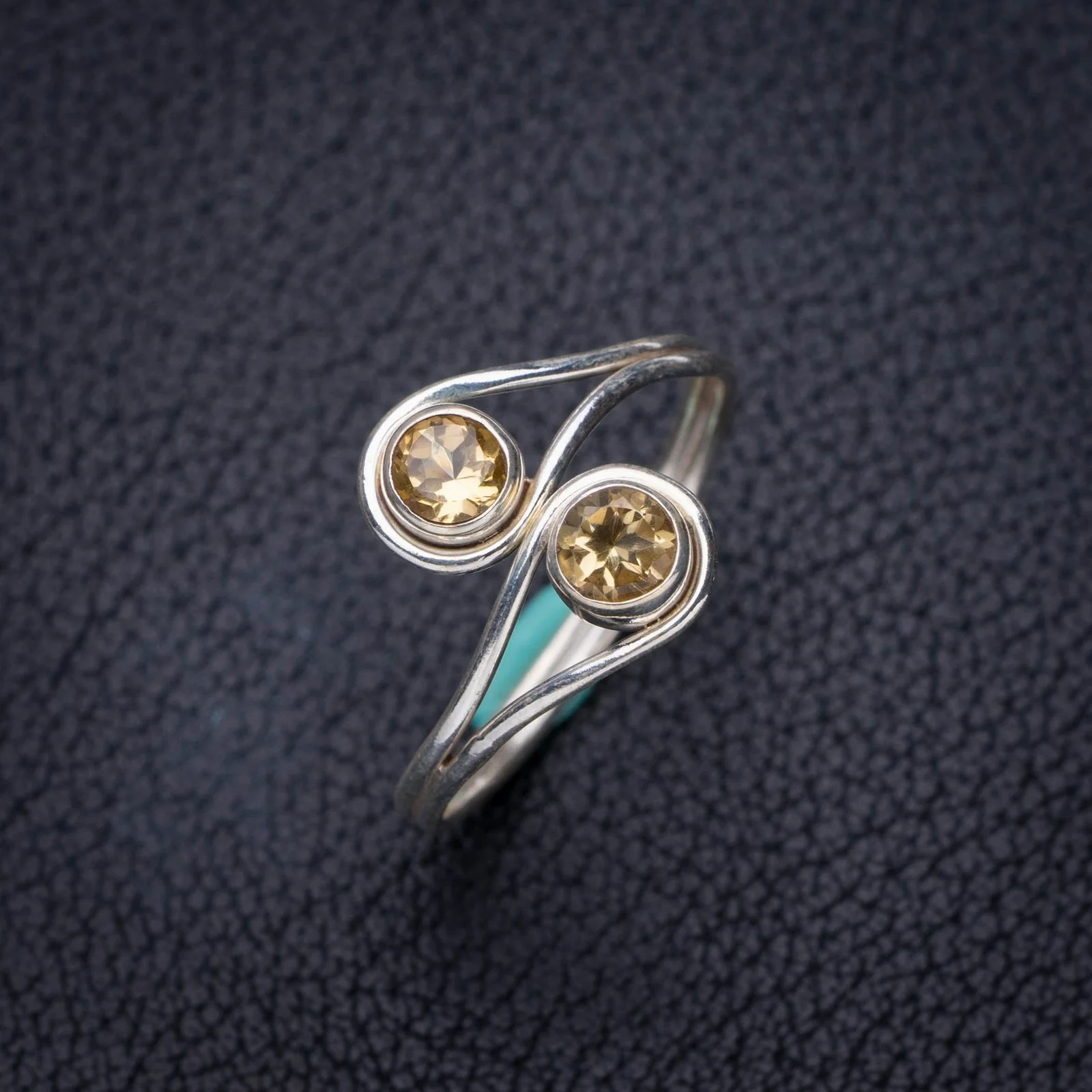 

StarGems Natural Citrine Opening Handmade 925 Sterling Silver Ring 9 E8841