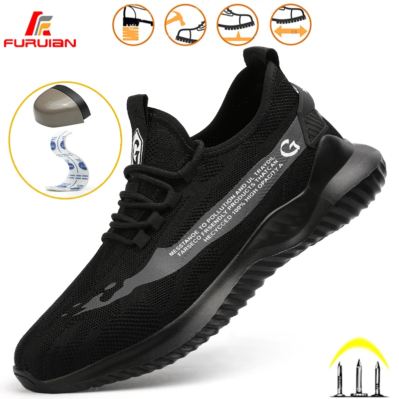 

Furuian рабочая обувь со стальным носком, удобная защитная обувь, защитная обувь для мужчин, мягкая Рабочая обувь