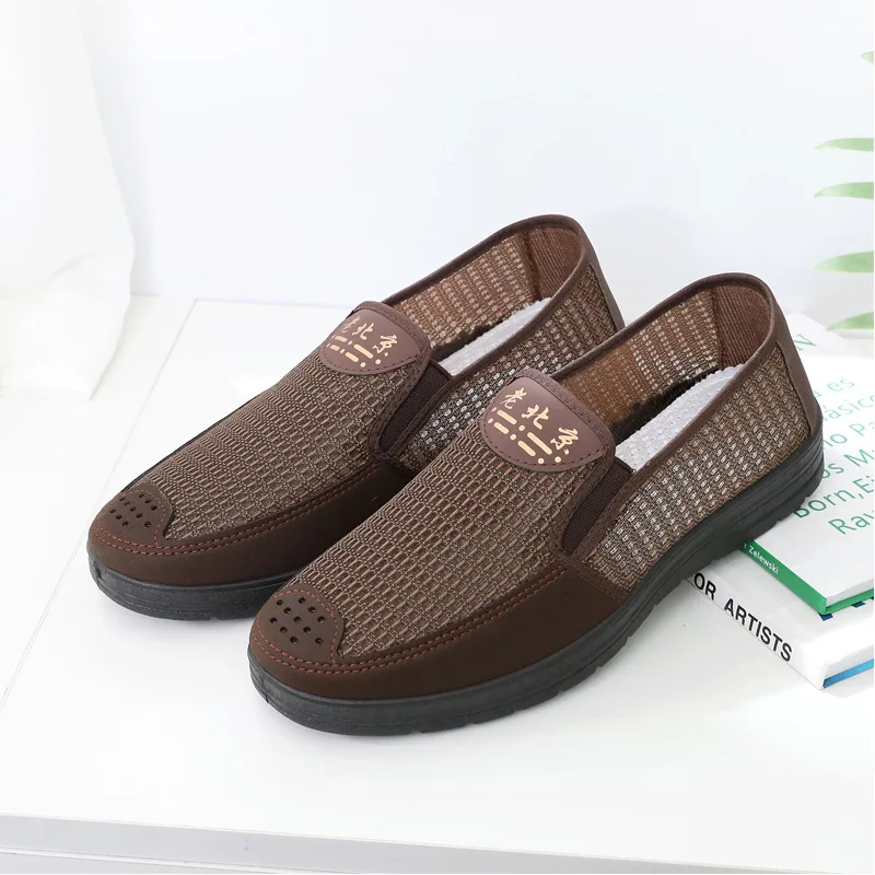 

Мужские сетчатые туфли Old Beijing, дышащие кроссовки, повседневная обувь из ткани, Нескользящие, лето