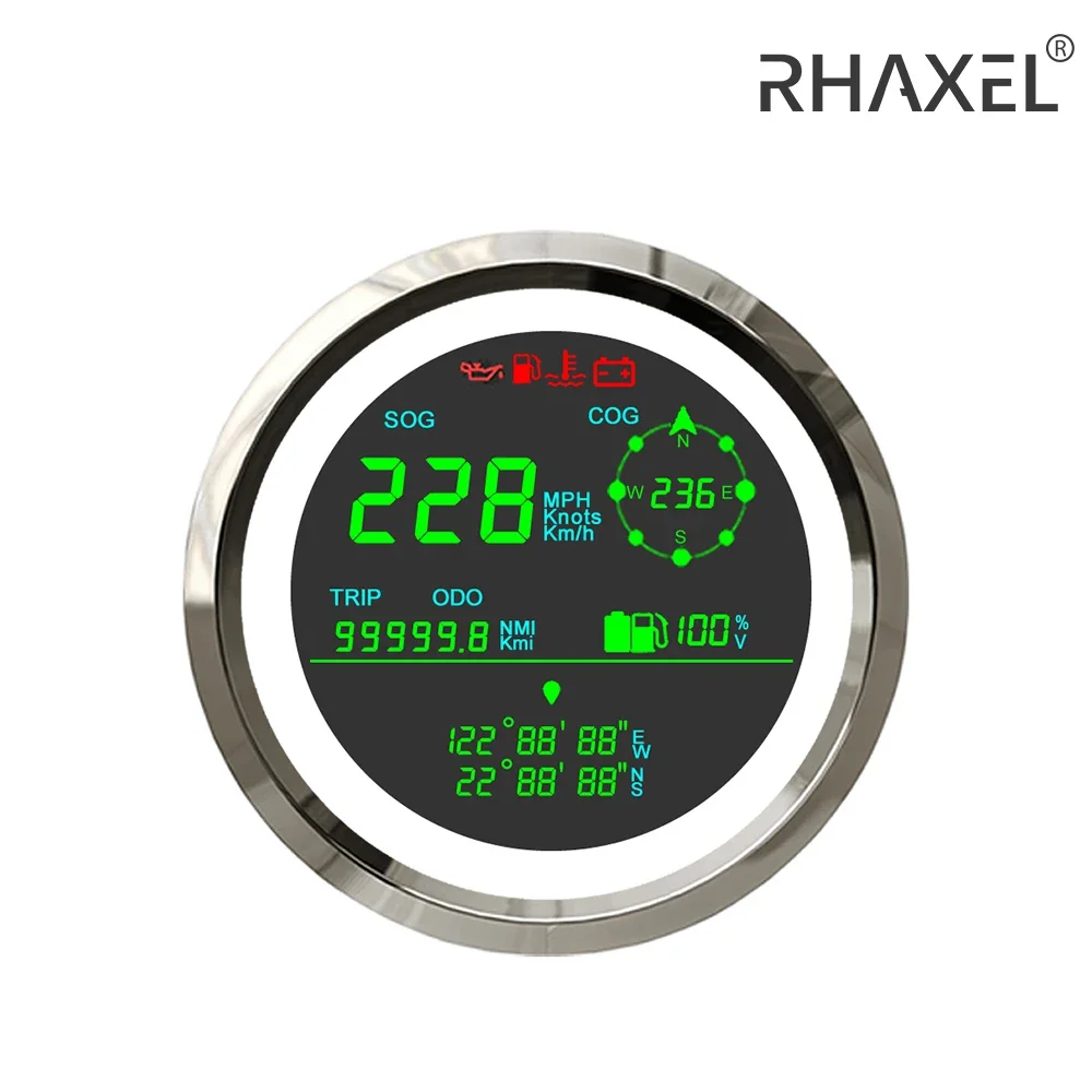 RHAXEL 85 мм цифровой GPS спидометр 0-299 км/ч MPH узлы одометр COG датчик уровня топлива