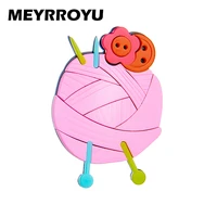 meyrroyu new fashion womens brooches acrylic pink color yarn ball shape women pins brooch girls jewelry on bags clothes