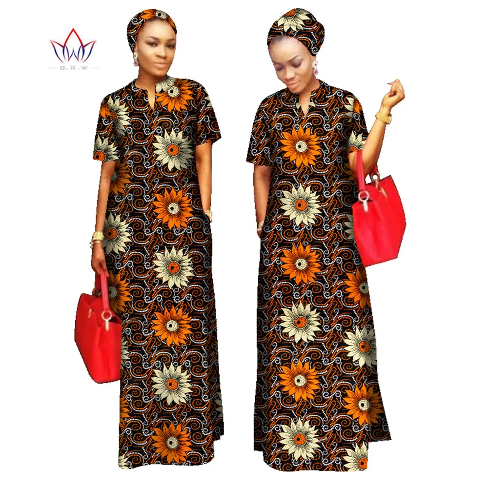 

2017 Африканский стили одежды Для женщин Базен Риш прямые 100% хлопок Материал Бесплатная платок леди длинное платье макси Размеры WY843