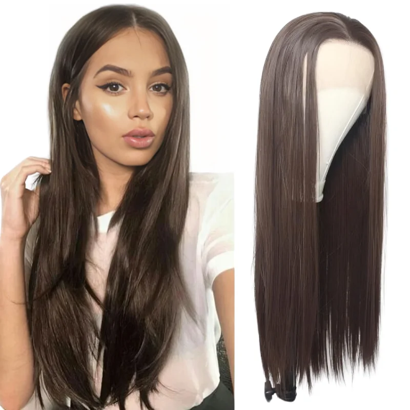 Шоколадно-коричневый Прямой Красочный Парик Для Женщин Без Запутывания Hd 13x4