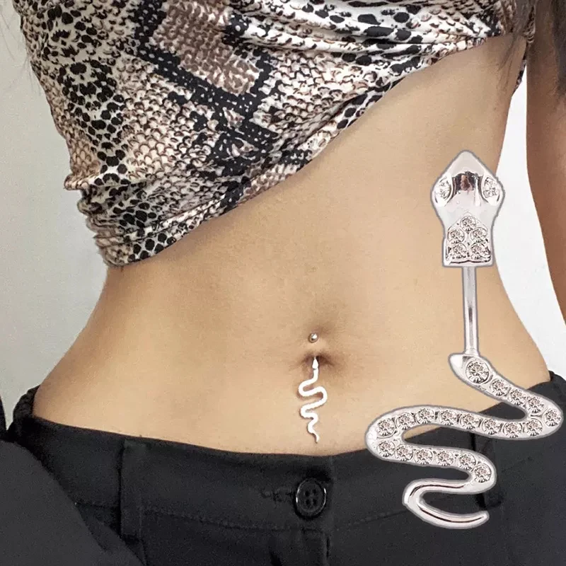 

14G 316L surgical steel bar Nickel-free Retail Snake belly button ring fashion lizard lady body piercing navel belly jewelry
