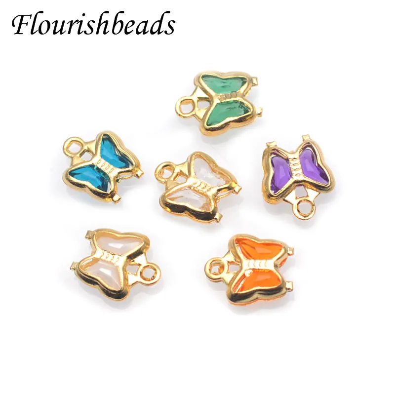 

50pcs/lot 7x8mm Colorful Glass Crystal Butterfly Charms Pendant DIY Earrings Bracelet Accessories