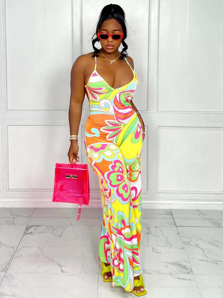 Женский комбинезон с широкими штанинами праздничный на бретелях-спагетти