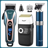 professional barber hair clipper trimmer men rechargeable electric finishing cutting machine beard shaver cordless lcd display
