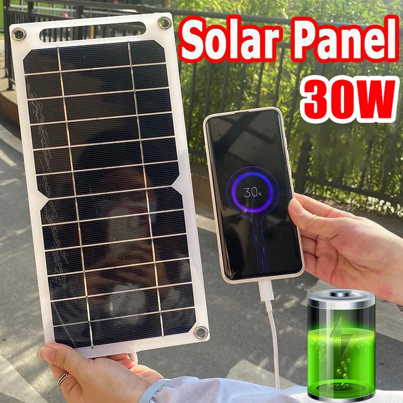 

1-30W USB Solar Panel Charger 5V Output Waterproof Solar System for Cell Mobile Phone Chargers Power Bank Camping Accessories