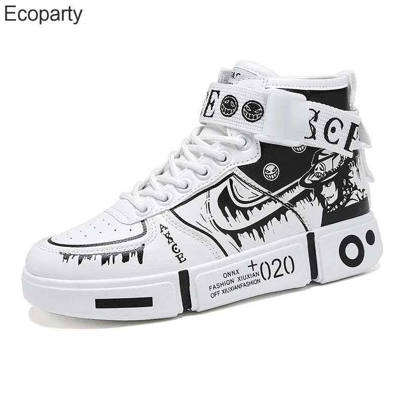 Men Fashion Sneakers Trend High Top Student Shoes WoMen Boys Casual Shoes Comfortable Shoes Cartoons Men Flat Shoes New 40