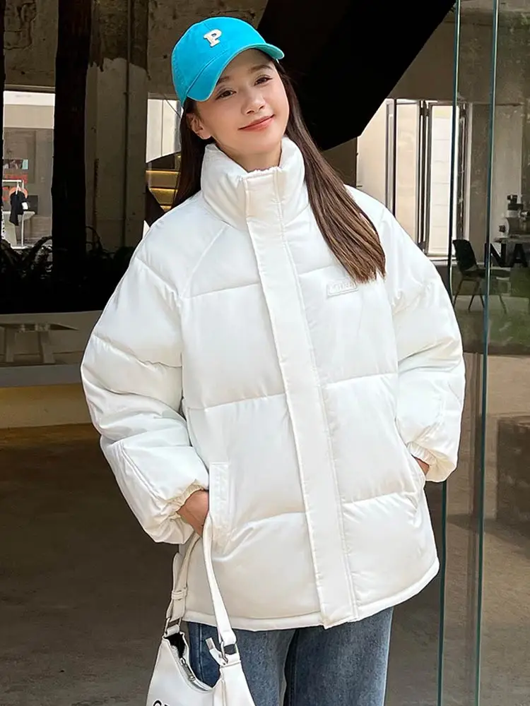 Vielleicht 2022 Women's Oversized Jacket Blue Parka Outwear Stand Collar Short Winter Women Clothes Warm Streetwear Female Coat