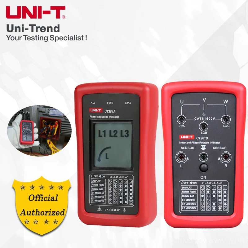 Индикаторы последовательности фаз и вращения двигателя серии UNI-T UT261 UT261B