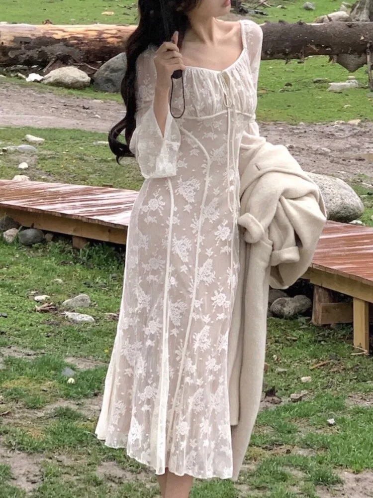 

Женское облегающее платье средней длины, элегантное винтажное однотонное платье с принтом, Расклешенным рукавом, для дня рождения и свадьбы, Осень-зима