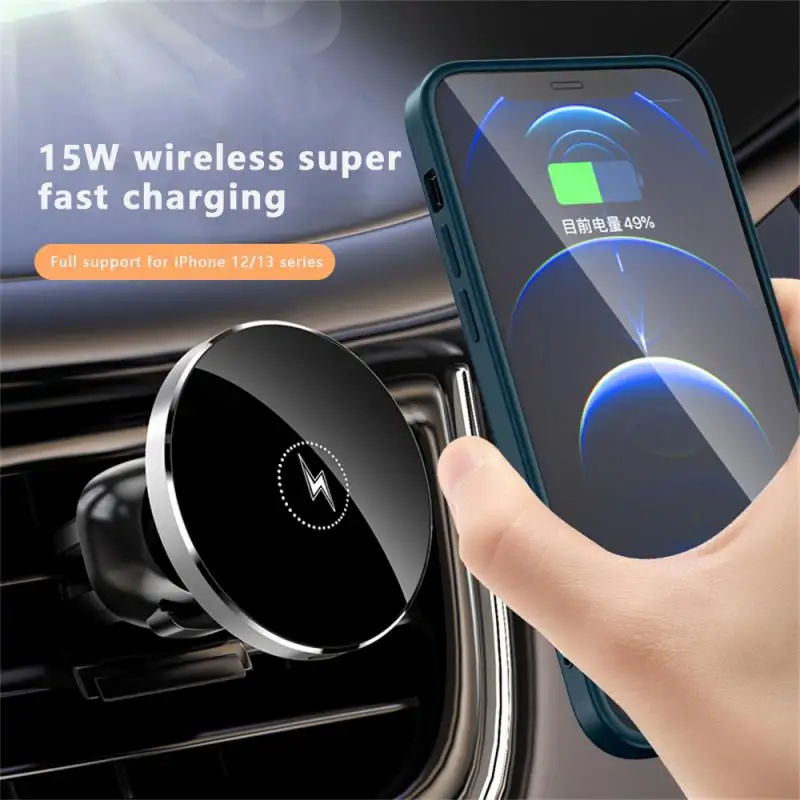 

Magnetic Wireless Car Charger Mount Adsorbable Phone For IPhone 14 13 12 Max Adsorption 15W Fast Charging Alloy Frame Holder