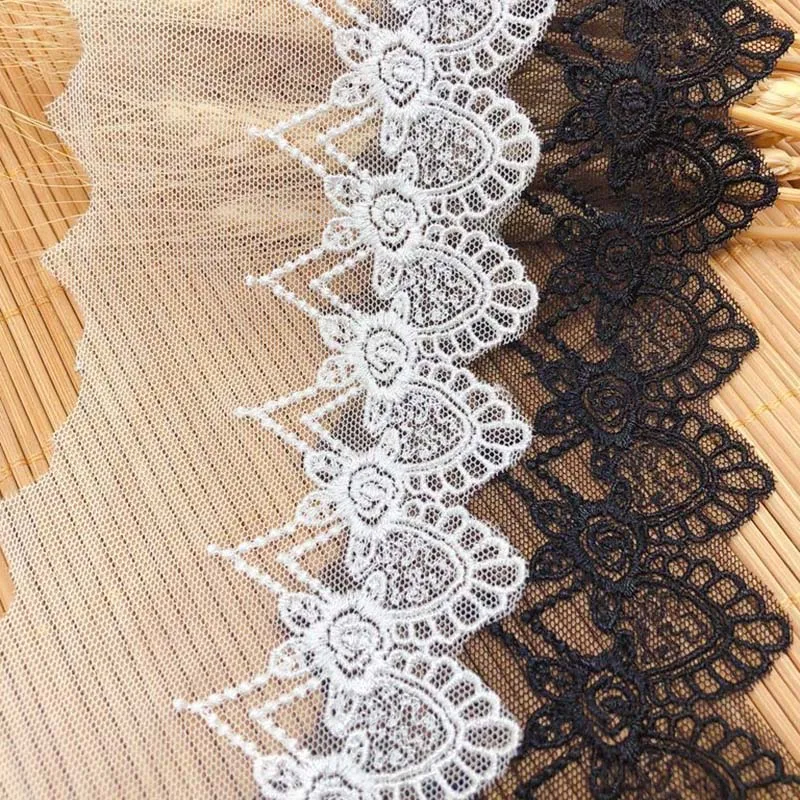 

30Yards White Black Lace Trims DIY Hometexile Clothes Edge Wrapping Embroidery Cotton Ribbon Tape Material New Arrivals